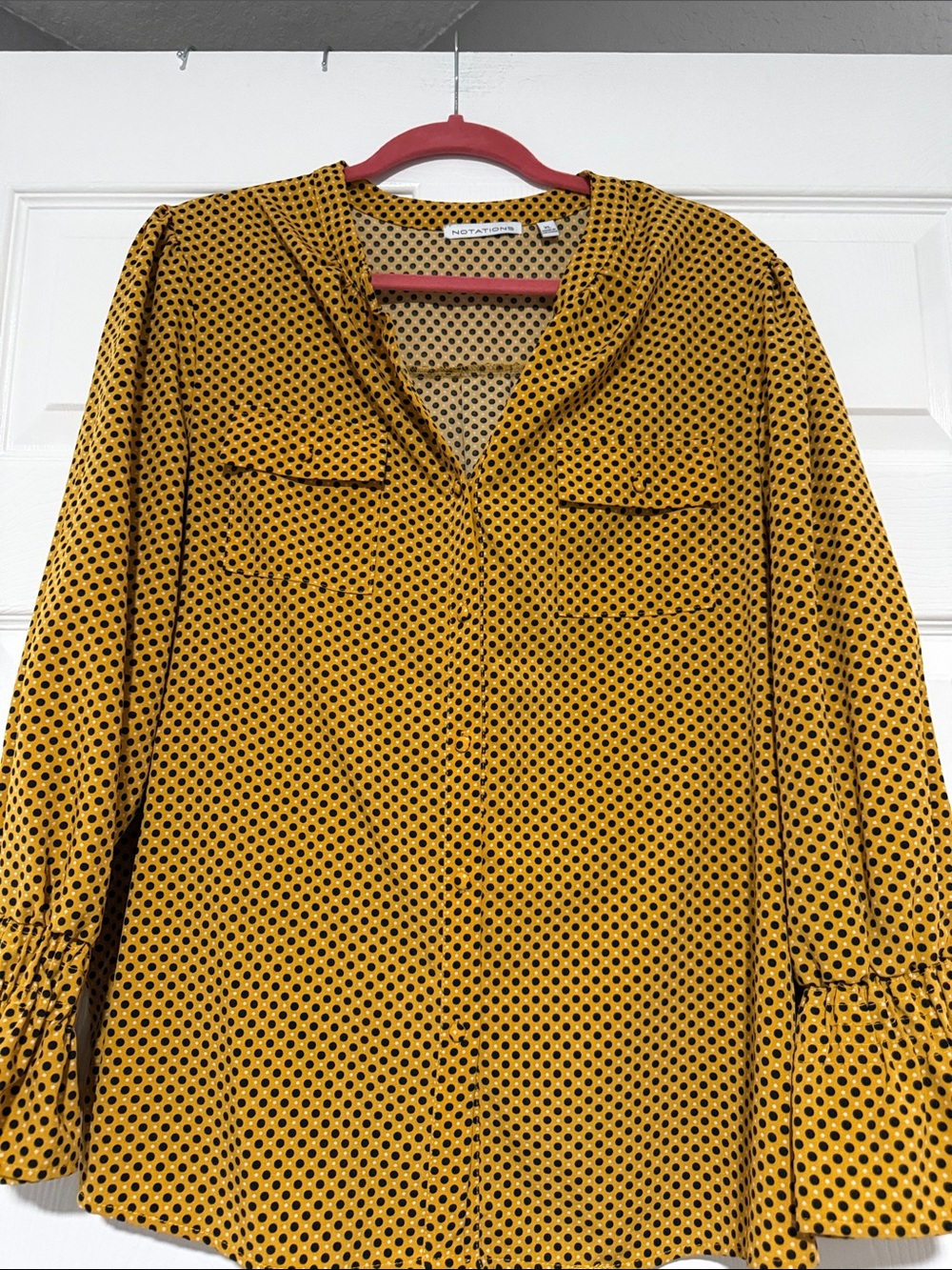 Notations Yellow Polka Dot Button-Front blouse